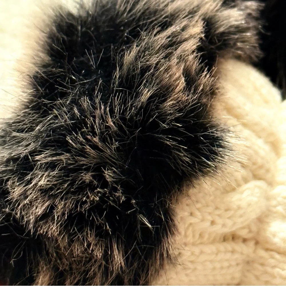NWT Magnificent Baby Cream Mittens with Brown Fur Trim